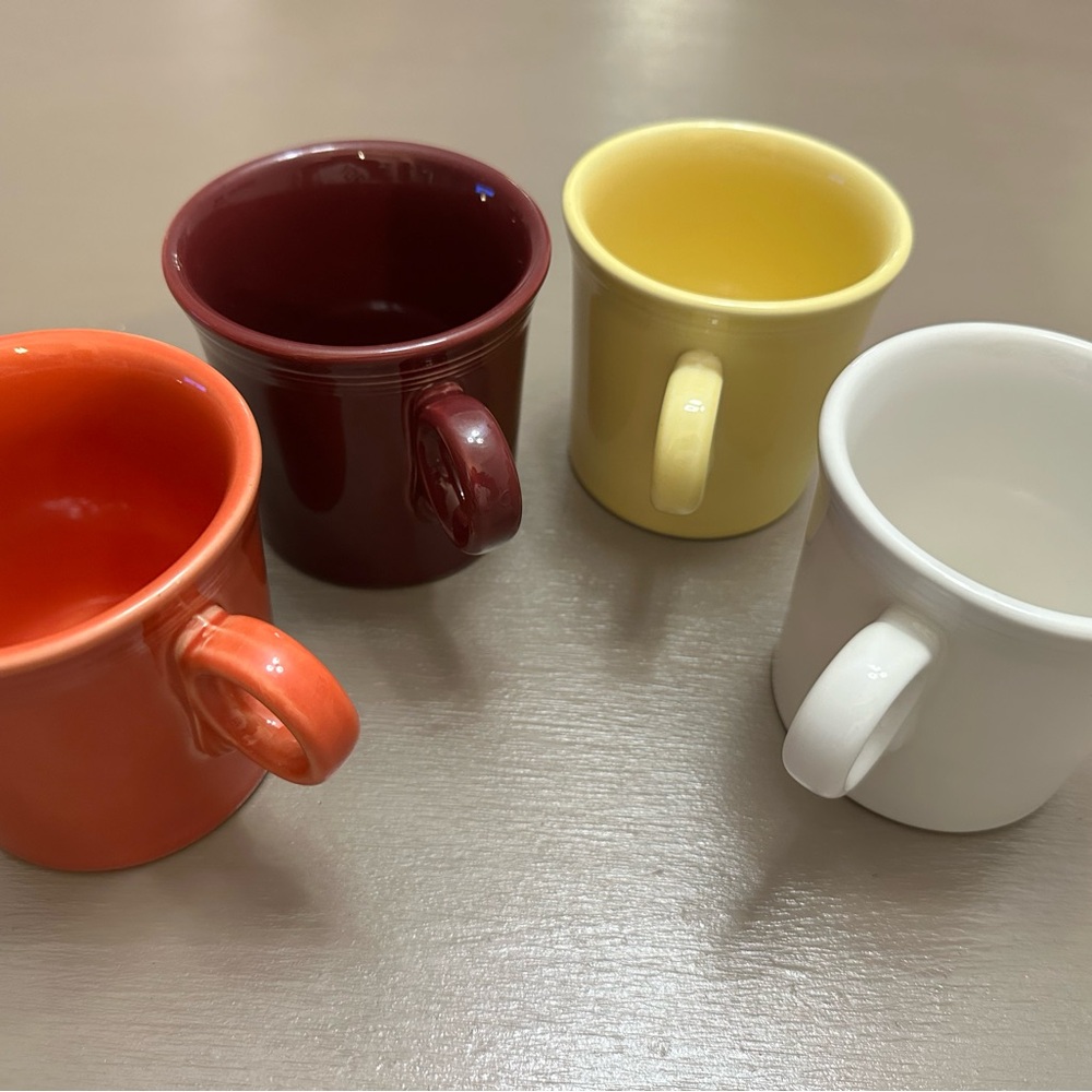 Fiesta Fiestaware Mugs Set of 4 - Mixed Colors Orange Maroon Yellow White 12oz